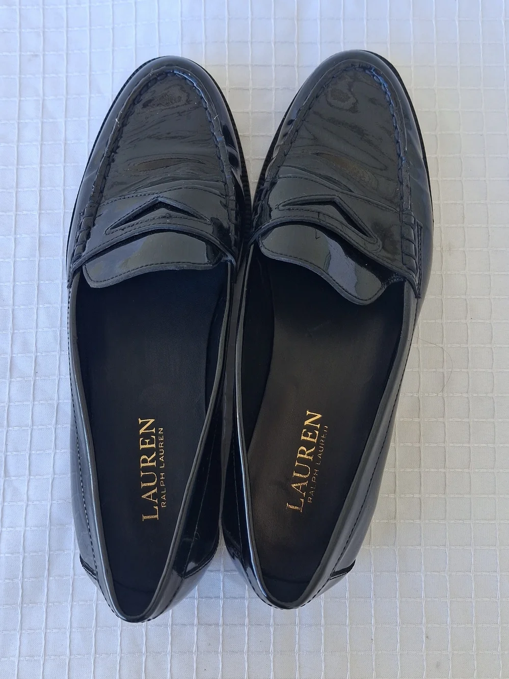Ralph Lauren Women's Black Patent Leather Penny Loafers Sz 8 B